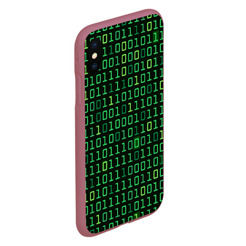 Чехол для iPhone XS Max матовый Двоичный Код Binary Code, цвет малиновый - фото 3