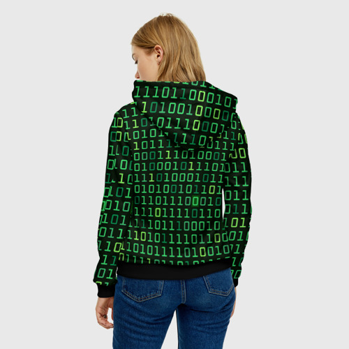 Женская толстовка 3D с принтом Двоичный Код (Binary Code), вид сзади #2