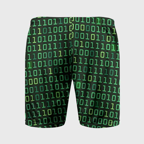 Мужские шорты спортивные с принтом Двоичный Код (Binary Code), вид сзади #1