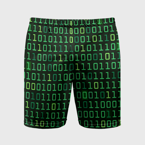 Мужские шорты спортивные с принтом Двоичный Код (Binary Code), вид спереди #2