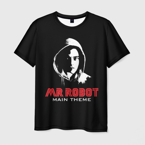 Мужская футболка с принтом MR robot Хакер, вид спереди №1