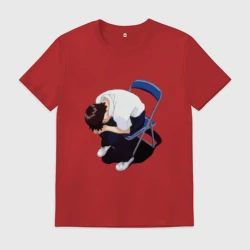 Мужская футболка хлопок Синдзи Икари на стуле