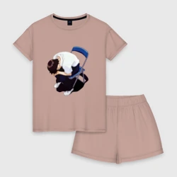 Женская пижама с шортиками хлопок Синдзи Икари на стуле