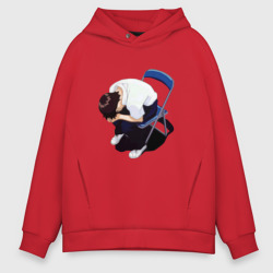 Мужское худи Oversize хлопок Синдзи Икари на стуле
