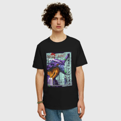 Мужская футболка хлопок Oversize Евангелион eva 01 робот - фото 2