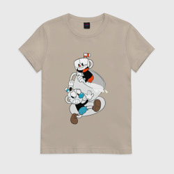 Женская футболка хлопок Чашки Cuphead