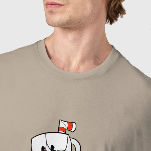 Мужская футболка хлопок Чашки Cuphead, цвет миндальный - фото 6
