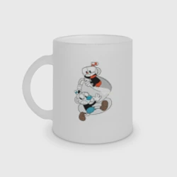 Кружка матовая стеклянная Чашки Cuphead