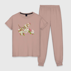 Женская пижама хлопок Время цвести цветущая яблоня белые розовые цветы