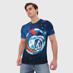 Мужская футболка 3D Первый Космонавт Юрий Гагарин 3D 3 - фото 2