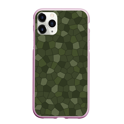 Чехол для iPhone 11 Pro Max матовый Камуфляжная мозаика - Хаки, цвет розовый