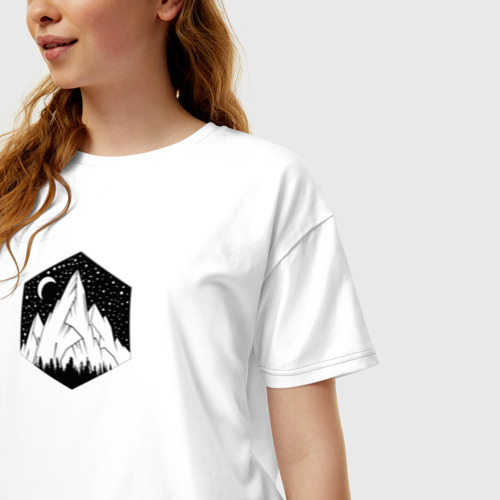 Женская футболка хлопок Oversize Горные Пики, цвет белый - фото 3