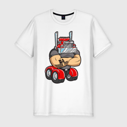 Мужская футболка хлопок Slim Дальнобойщик голова - грузовик
