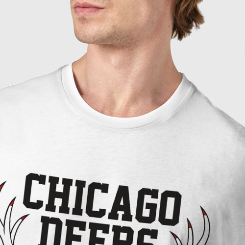Мужская футболка хлопок Chicago deers, цвет белый - фото 6