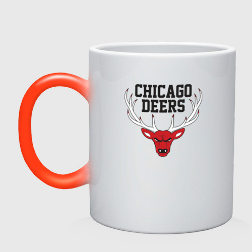 Кружка хамелеон Chicago deers, цвет белый + красный