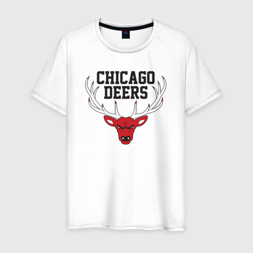 Мужская футболка хлопок Chicago deers, цвет белый