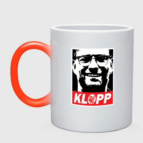 Кружка хамелеон Klopp тренер, цвет белый + красный