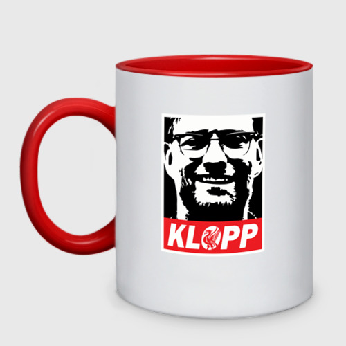 Кружка двухцветная Klopp тренер, цвет белый + красный