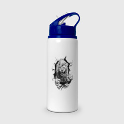 Бутылка для воды с трубочкой Lion attacks pencil style