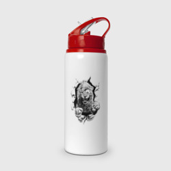 Бутылка для воды с трубочкой Lion attacks pencil style