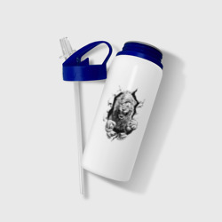 Бутылка для воды с трубочкой Lion attacks pencil style - фото 2