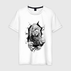 Lion attacks pencil style – Мужская футболка хлопок с принтом купить со скидкой в -20%