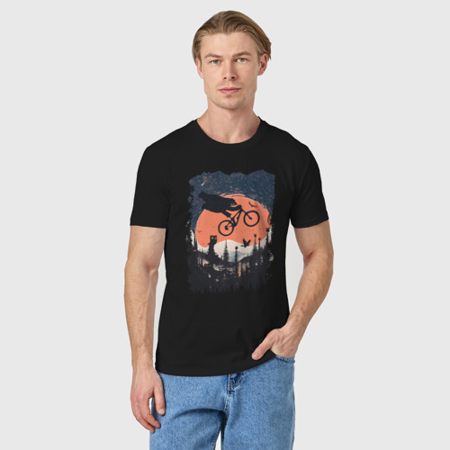 Мужская футболка хлопок Лунный Медведь Райдер, цвет черный - фото 3