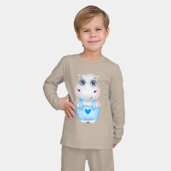 Детская пижама с лонгсливом хлопок Бегемотик-мальчик - фото 2