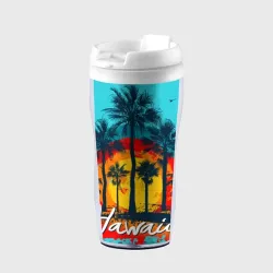 Термокружка-непроливайка Hawaii Солнце, Пальмы