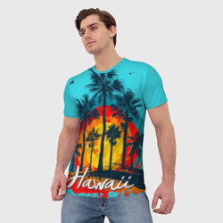 Мужская футболка 3D Hawaii Солнце, Пальмы - фото 2