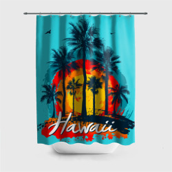 Штора 3D для ванной Hawaii Солнце, Пальмы