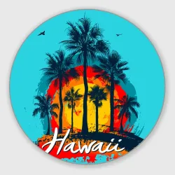 Круглый коврик для мышки Hawaii Солнце, Пальмы