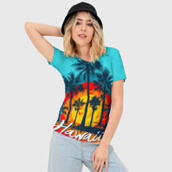Женская футболка 3D Slim Hawaii Солнце, Пальмы - фото 2