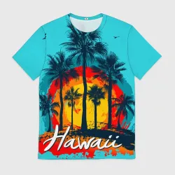 Мужская футболка 3D Hawaii Солнце, Пальмы
