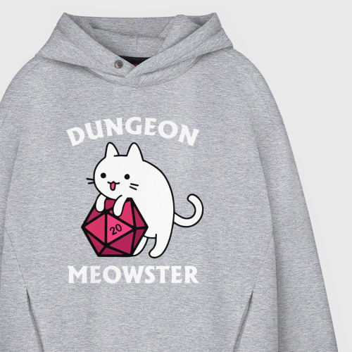 Мужское худи Oversize хлопок Dungeon Meowster, цвет меланж - фото 4