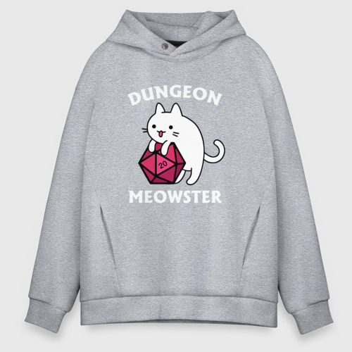 Мужское худи Oversize хлопок Dungeon Meowster, цвет меланж