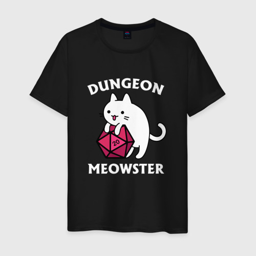 Мужская футболка хлопок Dungeon Meowster, цвет черный