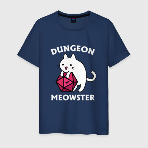 Мужская футболка из хлопка с принтом Dungeon Meowster, вид спереди №1