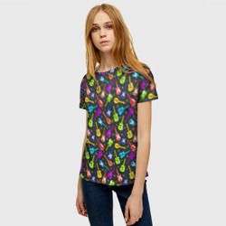 Женская футболка 3D Разноцветные Гитары - фото 2