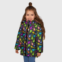 Зимняя куртка для девочек 3D Разноцветные Гитары - фото 2