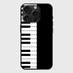 Чехол силиконовый для Apple iPhone 15 Pro Мax матовый Черно-Белое Пианино Piano