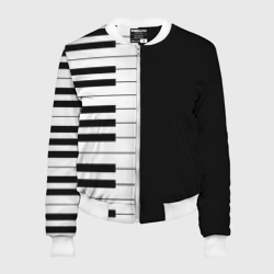 Женский бомбер 3D Черно-Белое Пианино Piano