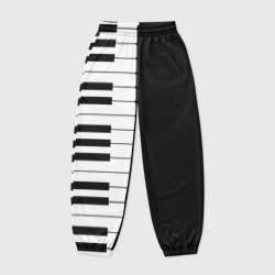 Женские джоггеры оверсайз 3D Черно-Белое Пианино Piano