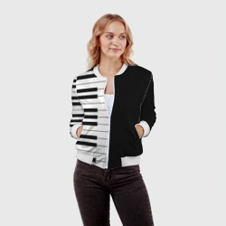 Женский бомбер 3D Черно-Белое Пианино Piano - фото 2