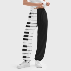 Женские джоггеры оверсайз 3D Черно-Белое Пианино Piano - фото 2