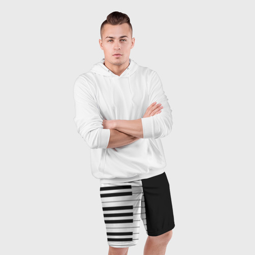 Мужские шорты спортивные Черно-Белое Пианино Piano, цвет 3D печать - фото 5