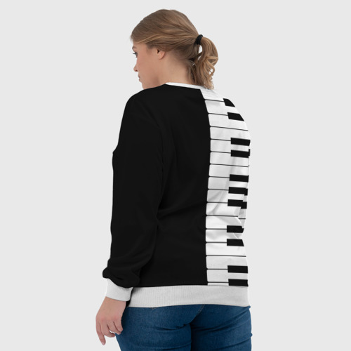 Женский свитшот 3D Черно-Белое Пианино Piano, цвет 3D печать - фото 7