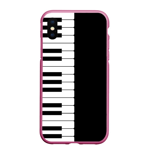 Чехол для iPhone XS Max матовый Черно-Белое Пианино Piano, цвет малиновый