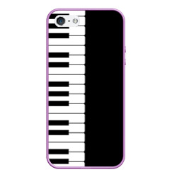 Чехол для iPhone 5/5S матовый Черно-Белое Пианино Piano