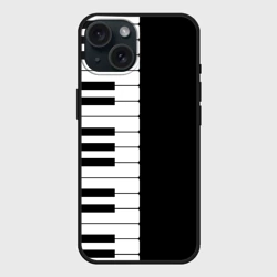 Чехол силиконовый для Apple iPhone 15 матовый Черно-Белое Пианино Piano